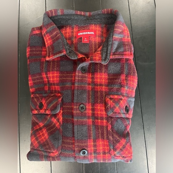 UnionBay Red Gray Thick Flannel size Medium 👕 - Picture 3 of 7